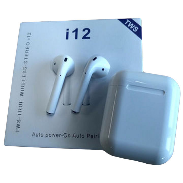 i12 TWS Air pods_ Wireless Bluetooth Earphone Earbuds Headset with Mic For All Mobiles - White