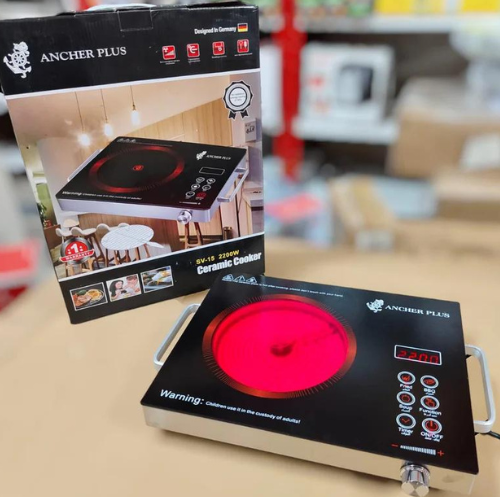 ANCHERPLUS Germany Electric Stove 2200w Model SV-14 Infrared Cooker Hot Plate Induction Cooker Touch Panel Effective and Constant Temperature Control .Standard size26 cm .Smart Cooking Safe and Energy Saving Easy to Clean |BLACK Colour /
