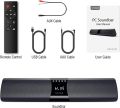 PC Soundbar, 20W Bluetooth Computer Speaker, Wired and Wireless Mini TV Soundbar for Desktop Laptop, Portable Soundbar,USB Powered, 3D Surround Sound, Built-in Microphone, 3.5mm Aux Input & TF, 16". 