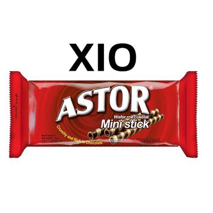 10 Pieces of Astor Mini Stick (20g Grams Per Packet & 8 Sticks Per Pack) Chocolate Filled Wafer Sticks/Wafer Roll Crunchy and Rich in Chocolate