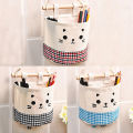 Plaid Dots Print Kitchen Wall Hanging Organizer Pocket Holder Storage Bag. 