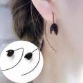 Black Flower Drop Dangle Earrings for Women Long Korean Earrings Fashion Jewelry. 
