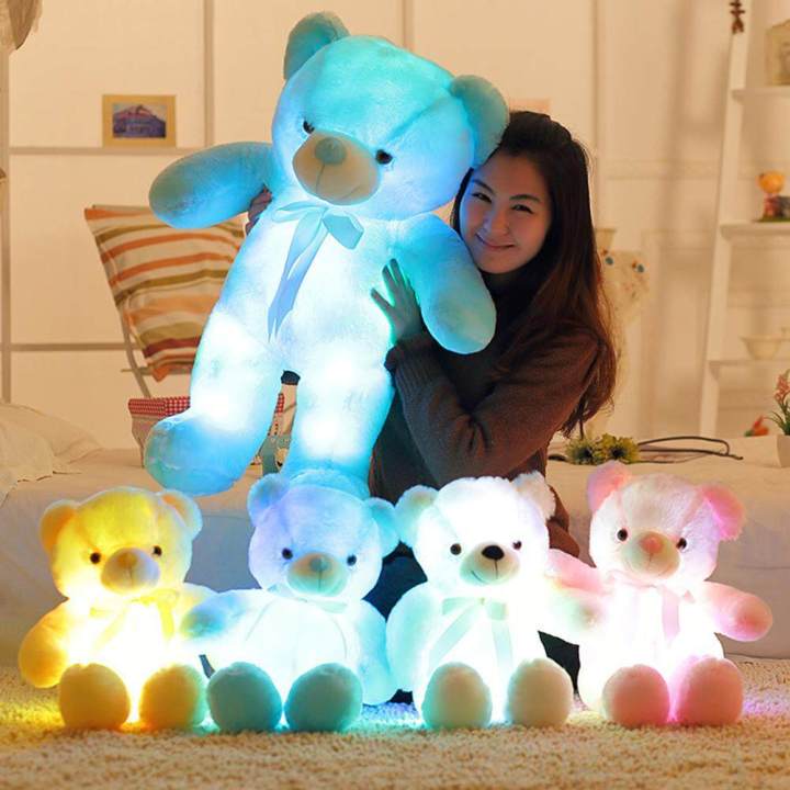 BE TOP Creative Light Up LED Teddy Bear Stuffed Animal Plush Toy Colorful Glowing Teddy Bear Gift for Kid Size:30cm