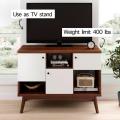TVUNIT118 - Oak Wood Antique TV Console Brown Polish Finish Entertainment Unit Beige & Walnut Modern Living Room TV Bedroom Furniture Desk. 