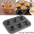 6 Slot Aluminium Tray Cup Muffin Pan Tins Mould for Baking Cupcake Mould Non-Stick Bakeware Reusable Tray Pan Mould for Deserts, Pastries and Cookies Non-Stick (Black). 