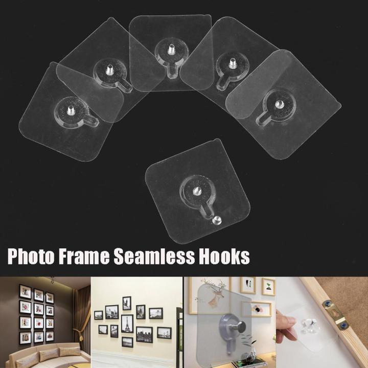 【BestGO】pieping 2/4pcs Non-Trace Photo Frame Hook Seamless Adhesive Hook Waterproof Strong Hole Nail Cross Stitch Wall Painting Hanger