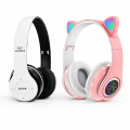 Cat Headphone / P47 Ear Wireless Bluetooth Headphones - Glowing LED Light-Up Foldable Headset for Kids and Adults. 