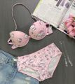 High Quality Front Open 4 In 1 Push-up Hello Kitty Print Adjustable Straps Bra Panty Set 016. 
