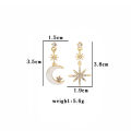 Silver Needle Sun Moon Myth White Moon Cross Micro-set Crystal Earrings Asymmetrical Girl Stud Earrings for gilrs for women low price. 