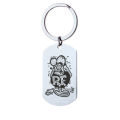 New foreign trade Rat Fink legend keychain necklace RAT FINK stainless steel military key ring pendant. 