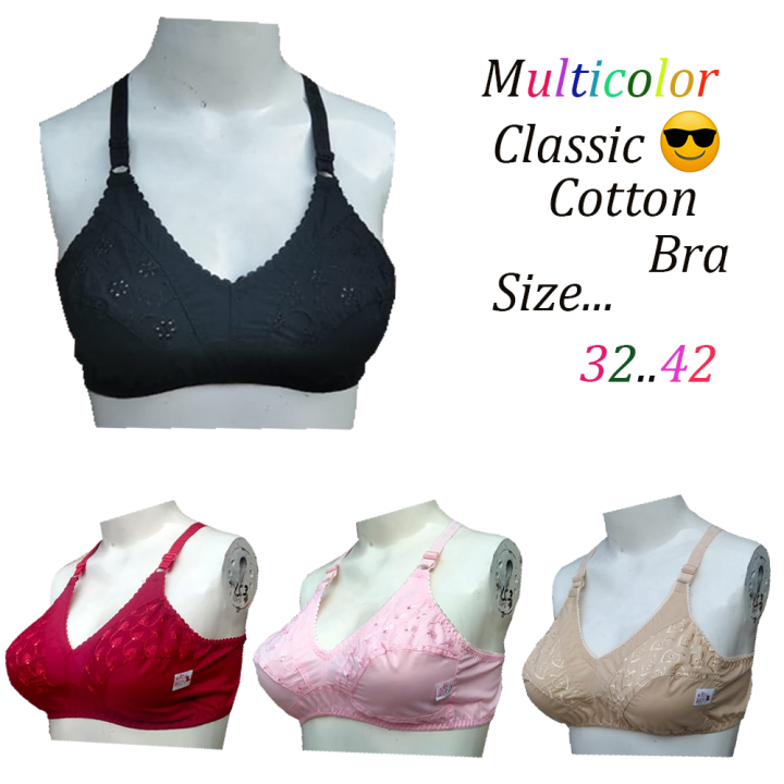 Top Quality Easy Comfortable Classic Cotton Bras Blouse Brassiere Brazzer Brassiere For Fashion with Premium 100% Same Product Shown as in the Picture - No Wires, No Pain