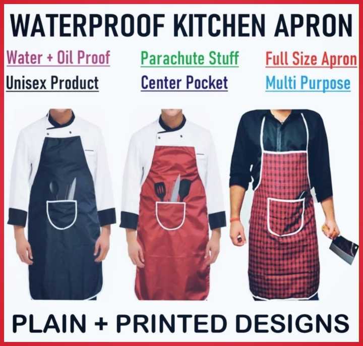 Assorted Aprons Kitchen Cooking Apron Waterproof Parachute Material Front One Pocket ...
