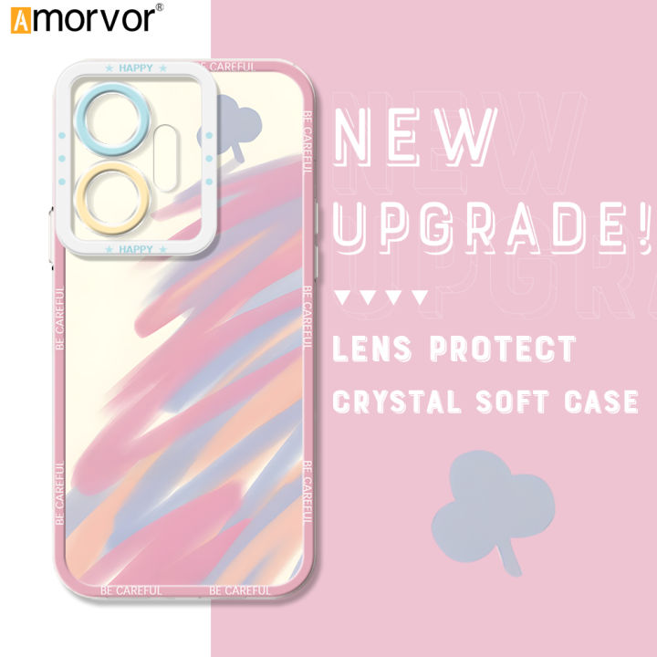 AMORVOR for Infinix Zero 20 Back Cover Gradient Doodle Love Crystal Phone Cover Camera Protection Transparent TPU Soft Case