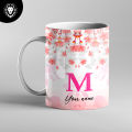 Customize Coffee , Tea Mug with your Name & Name Alphabet Floral Design 42. 