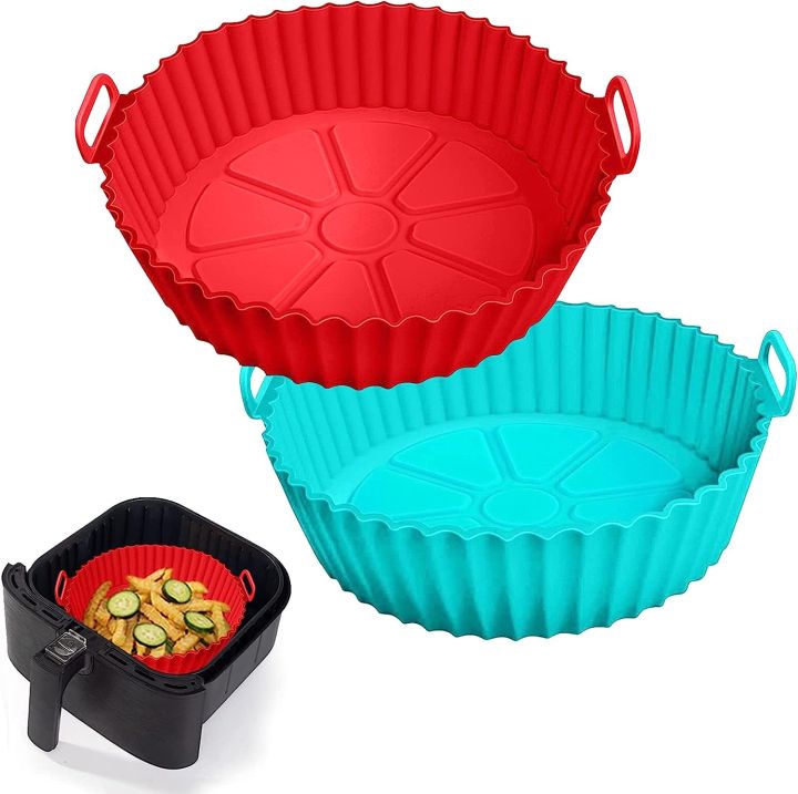 Air Fryer Silicone Griddle Reusable Pot Easy Clean Round/Rectangular Liner Ninja Griddle Pizza Plate Grill Mat Air Fryer Accessories Fryer Silicone Pot Basket Liner Non-Stick Oven Baking Tray