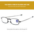 Keychain hot mini design reading glasses men and women foldable small glasses frame black metal glasses with original box and portable. 