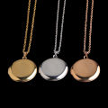 Stainless Steel Photo Locket Necklace 3 Colors Open Round Pendant Necklaces. 