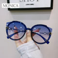 2022 New Vintage Cat Eye Round Sunglasses Women's Korean Version Metal Rimless Gradient Sun Glasses Luxury Shades UV400. 
