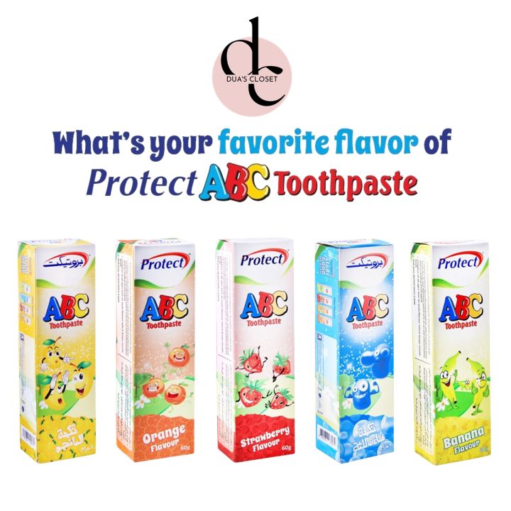 Protect ABC Flavoured Toothpaste in Strawberry, Orange, Bubblegum, Banana, Mango For Kids Baby Children Toddlers Teeth Whitening Mouth Oral Teeth Cleaning