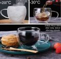 Set of 2 Double Wall Mug, Elegant Classic Design Perfect Glass Cup 250ml Set Of 2.. 
