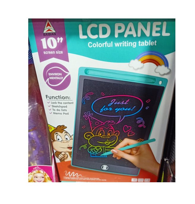 LCD Panel Coloful Writing Tablet 10 Inch Screen size Lock & Erase with a single button