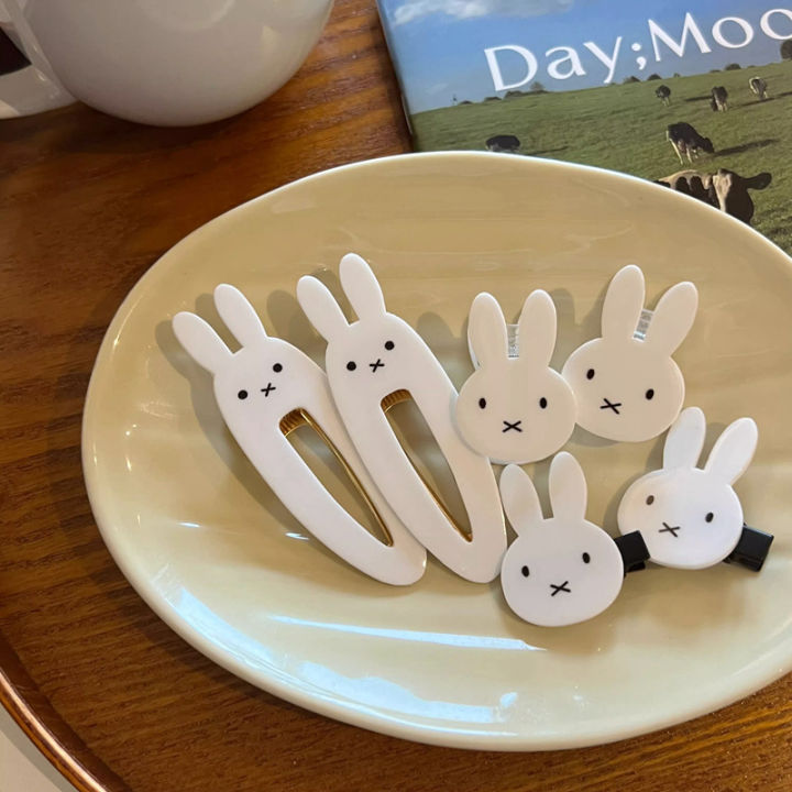 Japanese Summer Plastic White Rabbit Bunny Hair Clips For Girl Children Cute Kawaii Fairy Sweet Hairpin Fashion Accessories Yao Store