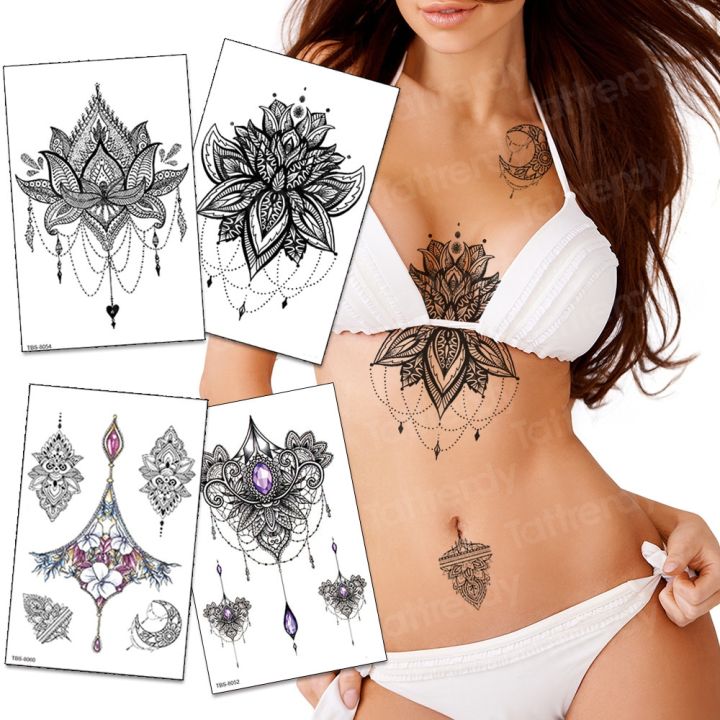 【Good-Love Store】mandala temporary tattoo sticker lace henna  for woman under breast underboob sketches tattoo designs
