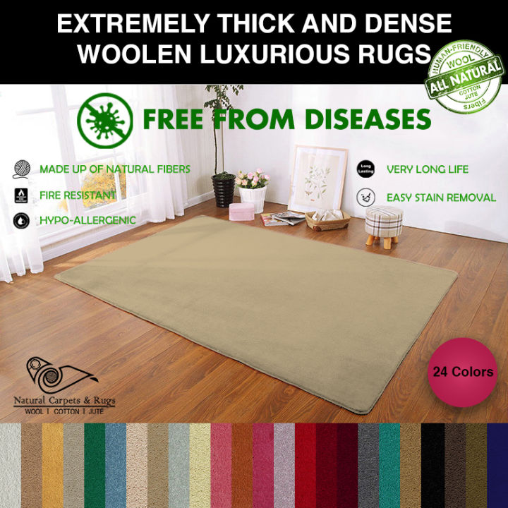 Natural Woolen Carpets and Rugs made of pure Wool for Living Room Rug, Dimension 3'3'' x 5' / 4'4'' x 6' / 6'6'' x 9'
