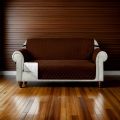 Sofa Cover Quilted Dark Brown - 2115 - 1+1+2+3 Seat (For 7 Seater Sofa Set) - Quilted Sofa Cover Set - Stretchable Sofa Cover Set - Quilted Couch Protector Set - Sofa Cover Set - Quilted Furniture Cover Set - Vouis London. 