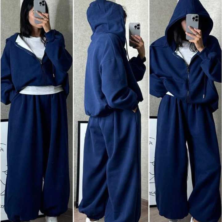 Winter Collection By Sana Saleem Cozy Luxe Winter Tracksuit by Sana Saleem – Oversized Hoodie & Wide-Leg Pants Set for Women
