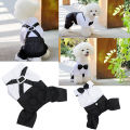 Pet Dog Cats Clothes Prince Tuxedo Bow Tie Suit Puppy Costume Jumpsuit Coat S-XXL. 