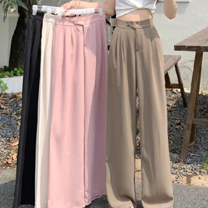 Womens%20Wide%20Leg%20Pants%20Straight%20Leg%20High%20Waisted%20Office%20Loose%20Long%20Pants%20M%20Black%20-%20Image%205