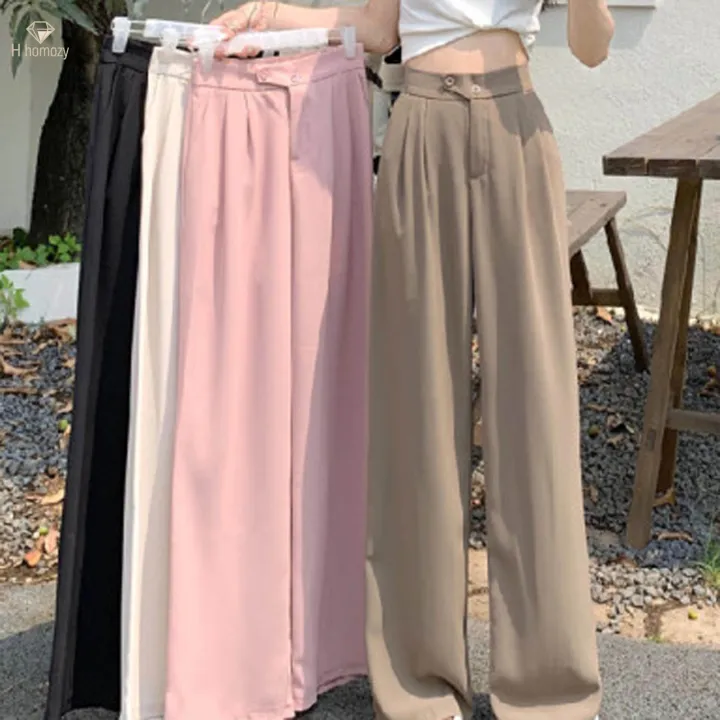 Womens%20Wide%20Leg%20Pants%20Straight%20Leg%20High%20Waisted%20Office%20Loose%20Long%20Pants%20L%20Khaki%20-%20Image%205