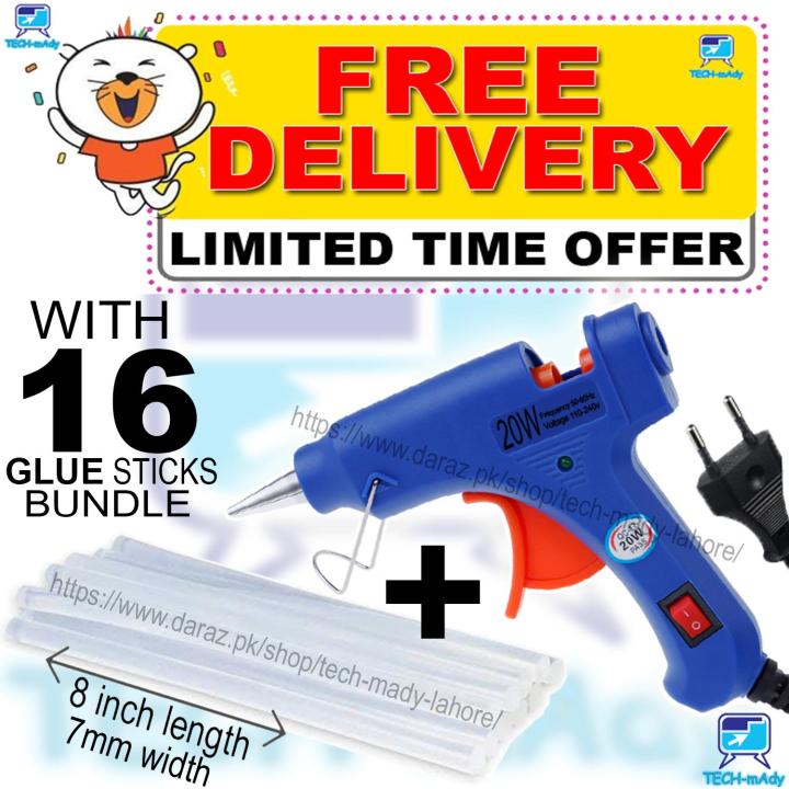 Original Small Blue Glue-Gun with 16 Glue Sticks - Free Home Delivery