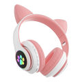 Cat Headphone Zayraz Wireless Cat Headphones Headset Glowing Cat Ear Headphones - Bluetooth Headphones for Kids, Cute Cat Headphones LED Light Up Foldable Headphones for Mobile Phone PC or Laptop  STN Headphone. 