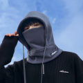 Winter Male Hat Scarf Integrated Hooded Scarf Outdoor Cycling Mask Wind-Proof and Cold Protection Thickened Warm Pullover Cap. 