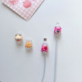 Data cable protective cover suitable for Apple, Huawei, Xiaomi, universal cute strawberry bear charging cable interface cable bite device. 