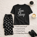Love Sleep T-Shirt & Star Print Trouser Feel like Palazzo Nightwear Set for Women Girls & Kids Soft Cotton Jersey Summer Pajama, Sleepwear & Loungewear Suit, Night Dress Style Breathable Relax Fit T-Shirt Pajama Set (S-XL | 7-14 Years) Siddiqui's Store 01. 