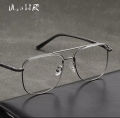 Retro Double Bridge Metal Mens Glasses Frame With Simple Transparent Lens Mens Glasses And Large Frame. 