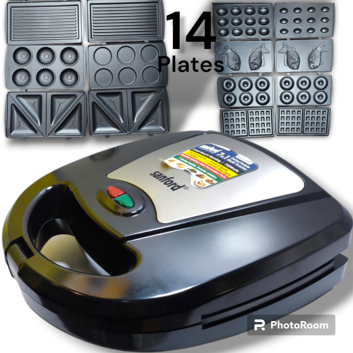 SANDWICH MAKER 7 IN 1,Grill Maker, Waffle Maker, Donut Maker, Biscuit Maker, Pancake Maker & Multiple plates| 14 Detachable Plates Imported