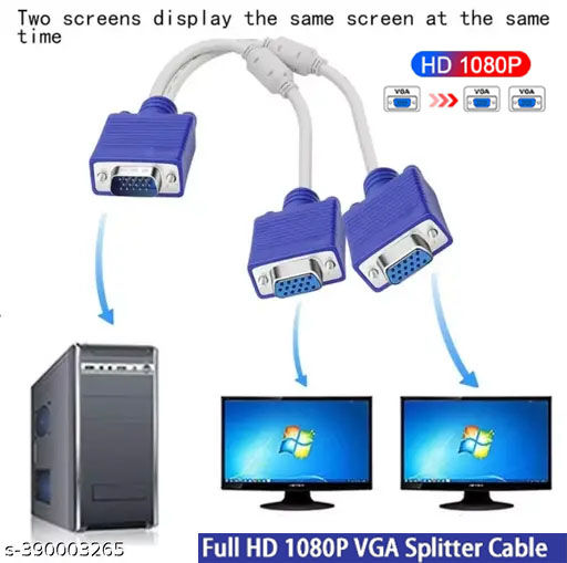 Vga Multi Splitter VGA Splitter Cable / VGA Y Splitter Cable / VGA 1 Male to Dual 2 VGA ...