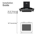 GOLDEN FUJI - Kitchen Range Hood - Wall Mounted - Pure Copper Motor Blower - Powerful Suction 1000CFM - Hand Sensor - Touch Panel - GF300. 