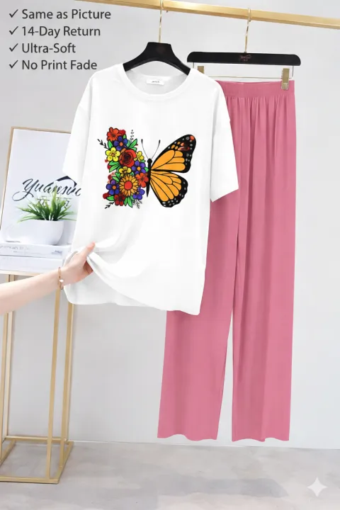 Summer%20Cotton%20Jersey%20Nighty%20Set%20for%20Women%20&%20Girls%20%E2%80%93%20Butterfly%20Printed%20T-Shirt%20&%20Pink%20Trouser%20Night%20Suit%20%E2%80%93%20Soft%20Breathable%20Home,%20Sleep%20&%20Lounge%20Wear%20(Women%20S%E2%80%93XL%20%7C%20Kids%207%E2%80%9314%20Years)%20-%20Image%202