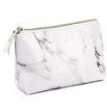White Marble PU Stationery Pencil Case Pouch Makeup Bag with Zip for Girls Woman. 