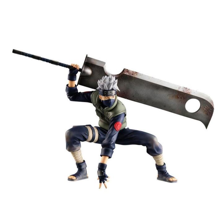 Naruto Shippuden Hatake Kakashi Broadsword Kneeling Position Action Figure Statue PVC Collectible Model Toy – 16cm