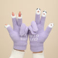 Riding Safety Gloves Cartoon Face Knitted Warm Touch Screen Gloves for Cycling Anti-slip Soft Elastic Warm Plush Gloves. 