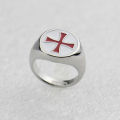 Harong Red Enamel Ring Knights Templar Ring Punk Vintage Jewelry Party Cross Custom Assassins Rings Men Gift. 