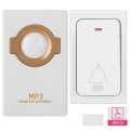 Wireless MP3 Doorbell Set Self-powered Remote Button + Receiver US Plug 100-240V. 