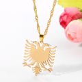 Stainless Steel Albanian Double Headed Eagle Necklace Russian Albania Flag Eagle Pendants Necklace Ethnic Jewelry S. 