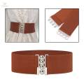 Wide Elastic Belt Elegant Dress Belt for Women Ladies Dress Accessories Brown. 